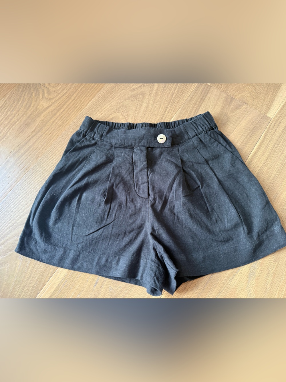 Dynamite Black Linen Blend Elastic Shorts